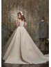 Pearl Beaded Lattice Lace Tulle Floor Length Flower Girl Dress